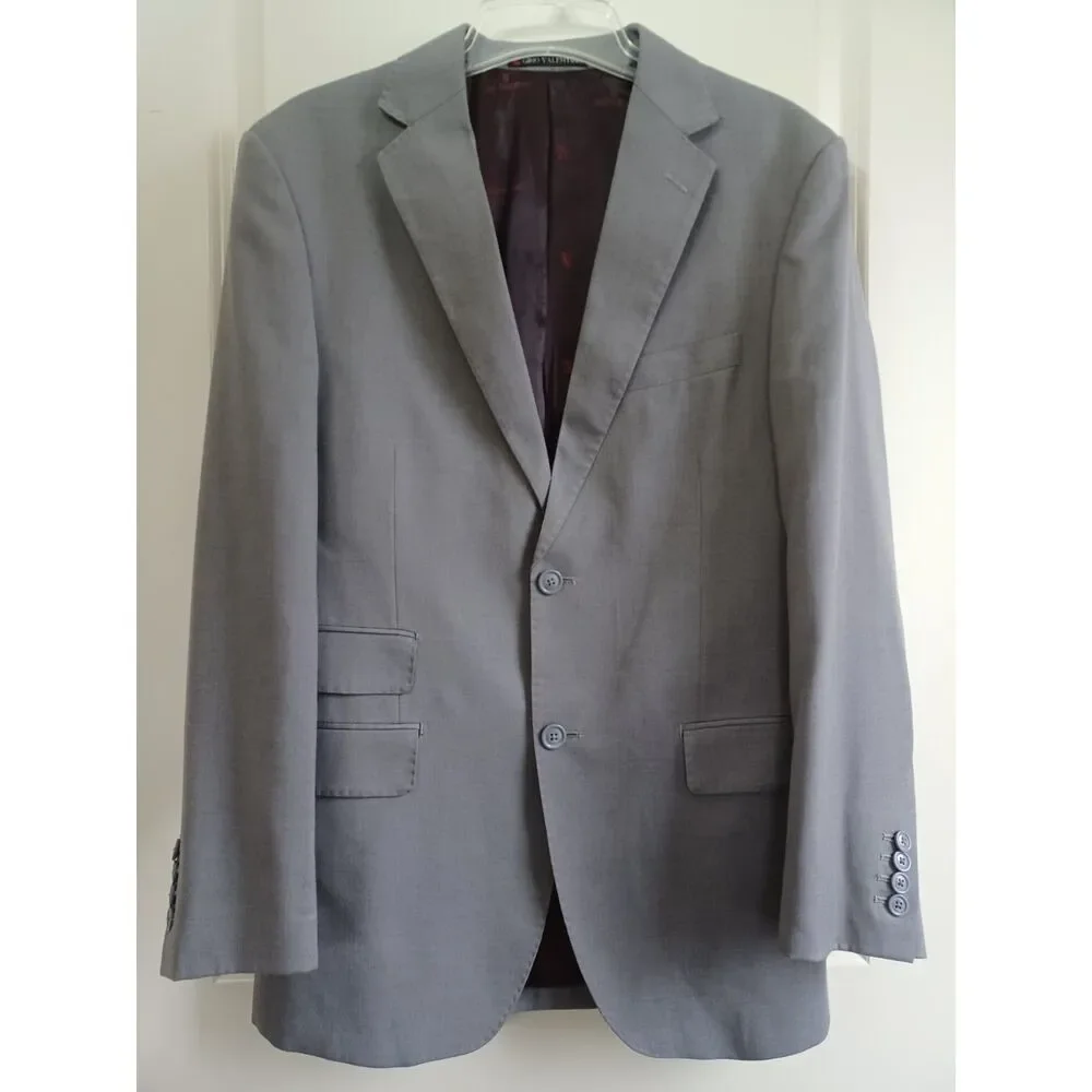 Gino Valentino Blazer Sz 38R Zegna Wool Silk 150s Solid Gray Classic Preppy